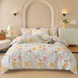 100% Cotton Bedding Set Brushed Dreamy Style Ginkgo Biloba Leaves Pink Duvet Cover Sheet Set Sheet King Queen for Bedroom Decor