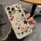Korean Creative Threaded Star Phone Case For iPhone 16 Pro Max 15 14 13 12 11 Pro 7 8 Plus Creative Shockproof Back Cover