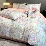 Flower Printed Duvet Cover Set Satin Silk Bed Cover Sets for Summer Queen/King Size Silky plumones de cama Coolling Bedding Set