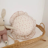INS Round Ruffle Edge Floral Throw Pillow Stuffed Cushion Girl Heart Sweet Princess Cotton Home Bed Sofa Decor Cushion Headrest