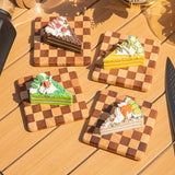 Creative Chessboard Cup Mat Solid Wood Tea Mat Dessert Cake Mini Tray Coffee Coaster Kung Fu Tea Cup Holder Tea Set Accessories