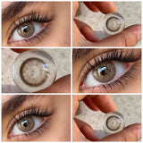 6-Month Disposable Gray&Brown Color Contact Lenses 1 Pair Cute Eyes Cosmetic Contacts for Daily Makeup & Party