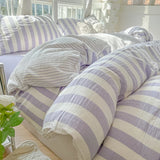 Nordic Bedding Set Ins Popular Striped Duvet Cover Set Bed Sheets Set Single Twin Full Queen Size Skin-Friendly Soft Bedding