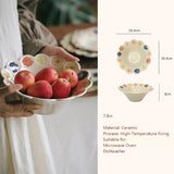 Cone Bowl Open Petal Side Bowl Kitchen Supplies Home Large Soup Bowl Restaurant Cute Flower Printing Tableware Dinner Plate