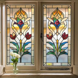 Ikeehome  European Retro Decorative Window Film Self-Adhesive Church Stained Glass Stickers Window Film Privacy Home Decor
