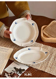 Swallow Oval Plates High-end Household Ceramic Serving Plate Ins White Breakfast Tray Retro Afternoon Tea Dessert Tableware