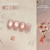 12ml 1-16pcs Autumn Nails New Clear Pink Glass Bead Moonlight Magnet Cat Eye Gel Nail Polish Whitening Nail Supplies