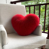 Fox Fur Imitation Heart-Shaped Cushion Plush Sofa Pillow Available for Living Rooms and Bedrooms