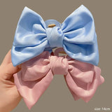 Cute double-sided hair accessory shark clip oversized bow satin French style fresh three-dimensional princess bow temperament