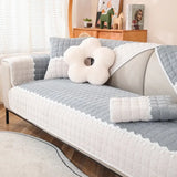 Quilted Velvet Sofa Covers, Couch Slipcover, Lace, Sectional Sofa Armchair Furniture Protector, Soft Warm, Non-slip