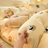 New High-weight Milk Fleece Thickened Single Quilt Cover  Winter Warm Cartoon Duvet Cover Skin-friendly Bedding