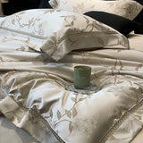 High Precision Satin Jacquard Egyptian Cotton Soft Silky Bedding Set Flowers Duvet Cover Set Bed Sheet/Fitted Sheet Pillowcases