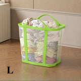 Foldable Mesh Laundry Basket Portable Storage Bag Space Saving Organizer for Clothes Home Travel Laundry Room Large Capacity