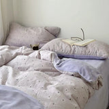 Polka Dot Pure Cotton Milk Velvet Four Piece Set Soft Skin Friendly All Season Bedding Duvet Cover Pillowcase eet