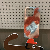 Korean INS Gradient Color Ripple Texture Double Layer Chic Phone Case for iPhone 16 15 14 13 Pro Max Back Phone Cover Capa