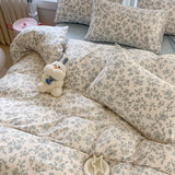 Class A Knitted Bedding Set Floral Style Bed Linen Set Soft Double Yarn Four-Piece Set Quilt Cover Set Bed Sheets Gift for Home