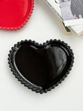 Creative Pink Bead Dots Ceramic Heart Dinner Plate Tableware Home Dessert Cake Plate Porcelain Salad Plate Kitchen Utensils New