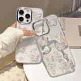 Glitter 3D Colorful Butterfly Clear Phone Case For iPhone 16 15 14 13 12 Pro Max Shiny Love Heart Back Cover Funda