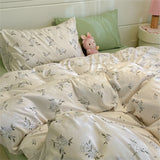 Washed Cotton Pastoral Girls Flower Bedding Sets Bed Linens Quilt Cover Sheet Set Simple Bedspread High Quality Home Textiles