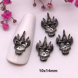 10-Pcs Halloween Ornaments 3D Metal Nail Art Decorations Gold Silver Black Skull Spider Hand Skeleton Design Nail Accessories