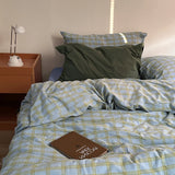 Artistic Sle Retro Plaid 00% Cotton Bedding Set Duvet Cover Pure Cotton Bed eet Bed Canopy Tee Piece Set Quilt Cover