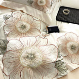 High end Flowers Embroidery Duvet Cover Set 1000TC Egyptian Cotton Bedding Sets Luxury Quilt Cover Fitted Bed Sheet Pillowcases