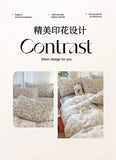 Class A Knitted Bedding Set Floral Style Bed Linen Set Soft Double Yarn Four-Piece Set Quilt Cover Set Bed Sheets Gift for Home