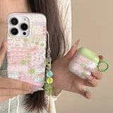 spring lovely color oil painting love heart flower silicone earphone case for apple airpods 1 2 3 4 pro 2 soft protection cover