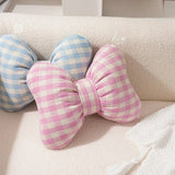 Cute Bedroom Bedside Pillow Home Decor Waist-Support Creative Plaid Bow Decorative