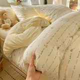 Ikeehome  new class A super soft washable four-piece cartoon quilt cover dormitory bed sheet three-piece bedding
