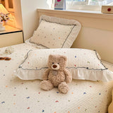 2pcs Pillowcase Quilted Pillow Cover Ruffles Pillowsham 48x74cm Pillow Case Skin-friendly Cushion Covers