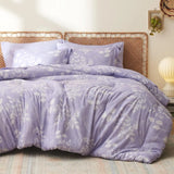 Comforter Set - 7 Pieces Floral Bedding Sets with Reversible Botanical Flowers Comforter, Sheets, Pillowcases & Shams