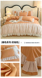 Lace Bedding Set for Girl Ruffle Brushed Soft Microfiber Princess Style Queen Duvet Cover Set Bed Sheet Pillowcases Home Textile