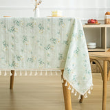 Rectangle White Lilac Tablecloth Boho Farmhouse Table for Cover Wedding Birthday Baby Party Shower Dinner Table Retro Decoration