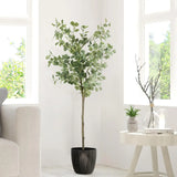 60-190cm Artificial Eucalyptus trees Branches Banyan Leaves Fake Plant Plastic leave Landscape faux plant For Home Garden Decor
