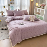 Knitted Class A Soft Bedding Set Washed Cotton Bed Sheet Queen King Size Duvet Set Flower Comforter Set Pillowcase Bed Linens