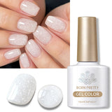 10ml Snow Glitter Gel Nail Polish Pink Milky White Jelly Sequins  Semi Permanent Nails Art Design Varnish Manicure