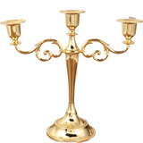 3 Arms Metal Candle Holder High Gloss European Retro Exquisite Candlestick Holder for Dining Tables Wedding Holiday Decoration