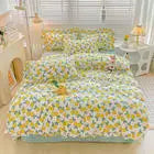 Fresh Plant Flower Bed Sheet for Children and Adults Four-Piece Bed Set Pillowcases Soft Washed Cotton Home Textiles