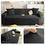 Solid Elastic Adjustable Sofa Cover,Non-slip Jacquard Corn Fleece Slipcover for Living Room Pet Anti-Scratch Dustproof Full Wrap