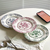 French Retro Rose Ceramic Dining Plate Afternoon Tea Dessert Cake Plate Tableware