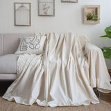 Ruffles Sofa Towel Multi-functional Cover Polyester Hemp Printing Pastoral Pleat Thick Plain Retro Couch Cover Home Decorate