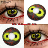 2pcs Cosplay Color Contact Lenses Yellow Black Soft Contact Lenses Halloween Role Play Party Crazy Cosmetic Lense 14.50mm