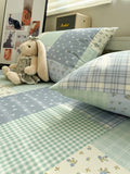 Thiened Pure Cotton Blue Wind Bell Bedding Set Ins Small Flower Tee Piece Bedding Set Quilt Cover Single Bedding Set