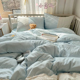 Plaid Pattern Bedding Set INS Princess Soft Washed Cotton Bed Flat Sheet Twin Queen Double Size Duvet Set Pillowcase Bed Linens