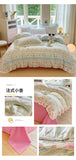 Flower Skin-friendly Bedding Set Class A Washed Cotton Duvet Cover Set Lace Ruffles Quilt Cover Soft Cover Bed Linen Pillowcases