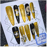 10Pcs High Quality Handmade Press on Nails Heavy Industry Diamond Decoration Luxury Dark and niche style Spicy Girl Nail Diamond