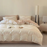 High Quality Grid Printed Flat Sheet Bedding Sets Light Luxury Cotton Soft Quilt Cover Single Double Bed Comfort Set for Adults