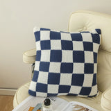 Checkerboard Plaid Plush Cushion Cover Knitted Car Sofa Throw Pillow Cover  Short Fleece Pillowcase Cushion for Sofa Bed Decor