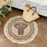 Cotton Linen Carpet for Living Room Muslim Round Plain Floor Mat Hand-Woven Bedroom Area Rug Portable Outdoor Picnic Camping Mat